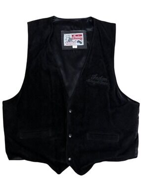 RARE INDIAN MOTORCYCLES Vintage Leather Vest Biker Black Retro Collectible Large